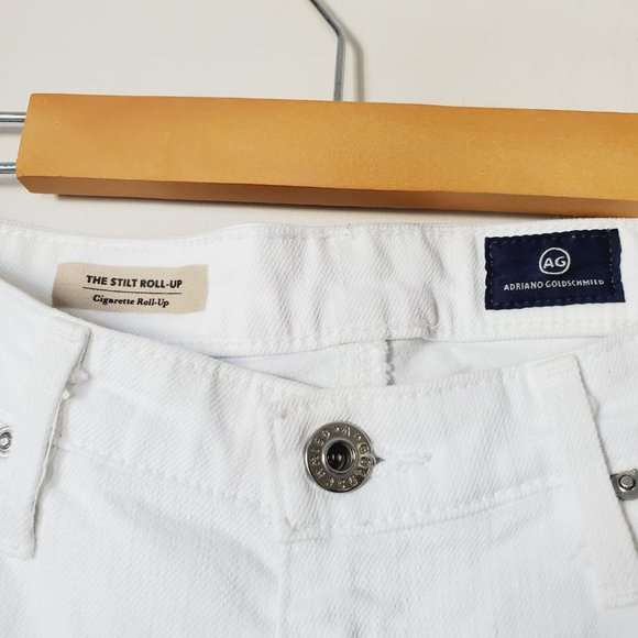 Ag Adriano Goldschmied Jeans The Stilt Roll-up Cigarette Cropped White 29 - Picture 5 of 11